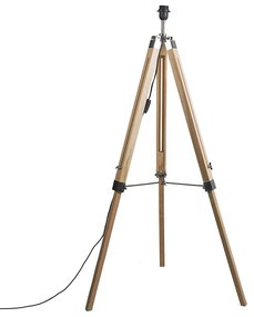 Rustykalna lampa podłogowa drewniana bez klosza - TripodPrzemysłowy Oswietlenie wewnetrzne