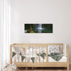 Obraz wodospadów (z zegarem) (90x30 cm)