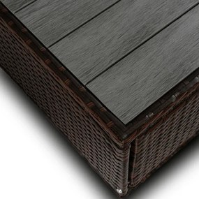 Zestaw Mebli Ogrodowych CALIENTE Modułowy Sofa 2x Fotel Stolik Tarasowy Brązowy/Beżowy Technorattan Nowoczesny