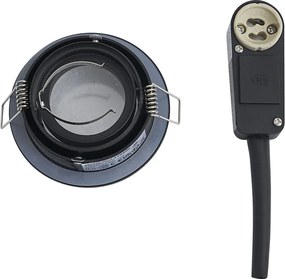 Zestaw 6 nowoczesnych reflektorów wpuszczanych czarnych, obrotowych i uchylnych IP44 - Chuck