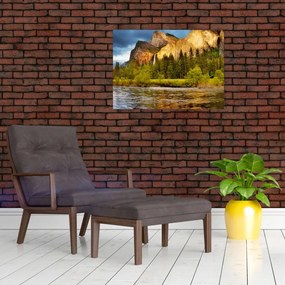 Obraz- Skały nad jeziorem (70x50 cm)