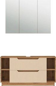 Zestaw mebli łazienkowych dąb/kaszmir w paski 119.2x35x62.5 lotta