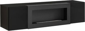Komoda FLY 160 czarny połysk/czarny mat z biokominkiem