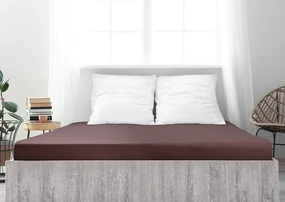 PrzytulneMieszkanie.pl Prześcieradło jersey z mako bawełny LUXORA 90x200 cm ciemnobrązowe