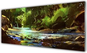 Szkło do Kuchni na Ścianę Kryształowe Jezioro W Lesie