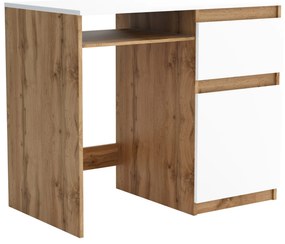 Biurko komputerowe młodzieżowe szkolne 90 cm REMI1 Dąb Wotan/Biały