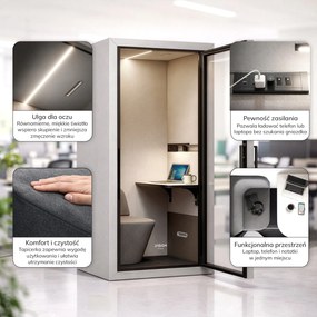 Budka akustyczna do biura INBOX 1-osobowa 2100 x 1100 x 900 mm