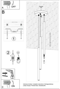 Lampa wisząca PASTELO 3P ochra czerwona SOLLUX  LIGHTING
