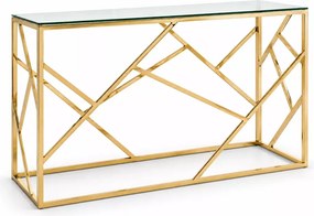 Złota metalowa konsola 120cm ze szklanym blatem