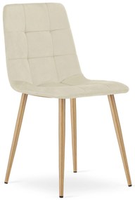 PROMOCJA Jasnobeżowe aksamitne krzesło KARA II. jakość
