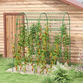 Outsunny Trellis, Podpora dla roślin pnących, Regulowane szpaler, Siatka roślinna, Konstrukcja roślinna do ogrodu, balkonu, stal, zielony, 144 x 167 x 206 cm