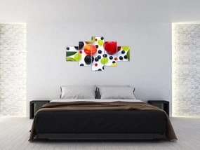 Obraz owoców z kroplami wody (125x70 cm)