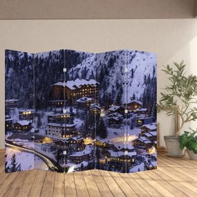 Parawan - Górskie zimowe miasteczko (210x170 cm)
