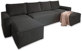 Czarna sofa w kształcie litery U COSARO 295x140 cm