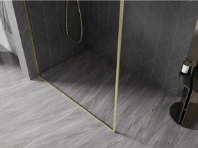 Mexen Kioto-F ścianka prysznicowa Walk-in z ramką 140 x 202 cm, transparent 8 mm, złota szczotkowana - 800-140-104-55-00