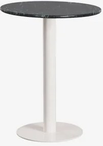Okrągły Barowy Stół Z Naturalnego Kamienia Xiren Ø60 Cm & Zielony Marmur Big Flower - Lodowcowa Biel - Sklum