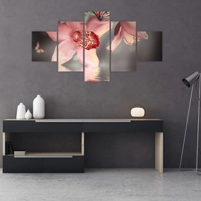 Obraz - Kwiaty i motyl (125x70 cm)