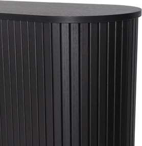 Komoda do Salonu Rozsuwana TRISH 180 cm Czarna Dwudrzwiowa Ryflowana Nowoczesna