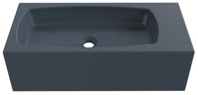 Umywalka betonowa wisząca / nablatowa prostokątna bez otworu na baterię 65 x 30 cm z półką ZALM | różne kolory : Kolor - Grafitowy, Typ montażu - nablatowa
