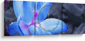 Obraz szczegółu kwiatu (z zegarem) (90x30 cm)