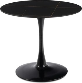 Stół Okrągły SANDER 89 cm Ceramiczny Czarny do Salonu Nowoczesny Glamour