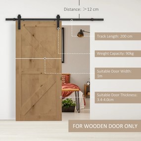 HOMCOM Zestaw szyn gleitowych do drzwi przesuwnych, do 90 kg, stal węglowa, 200 cm, czarny, w zestawie narzędzia