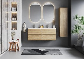 Zestaw do Łazienki 120cm Szafka z Umywalką Słupek Słupek Dąb Olejowany Etna