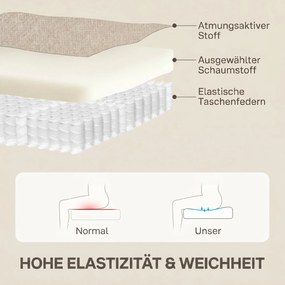HOMCOM Fotel relaksacyjny z funkcją leżanki, wysuwany podnóżek, kieszeniowy system sprężyn, do 150 kg, beżowy | Aosom PL