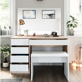 Stół o jamierze biały/sonoma 120x55x75 sherry