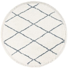 Dywan shaggy Blake romby kremowo-szary koło 195 cm x 195 cm