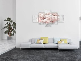 Obraz - Różowe kwiaty na ścianie (125x70 cm)