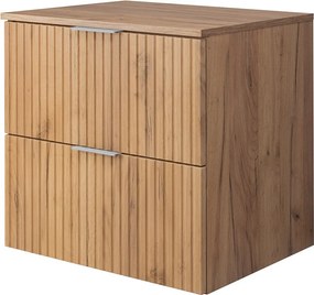 Szafka pod umywalkę, Dąb Craft, 60 x 57 x 46 cm, uchwyt srebrny + Blat