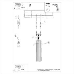 Plafon KARBON 30 złoty ryflowany SOLLUX  LIGHTING