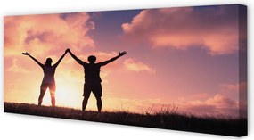 Fotoobraz na płótnie Ludzie o Zachodzie Słońca