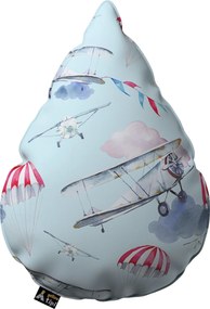 Poduszka Sweet Drop kolor niebieski tkanina wzorzysta