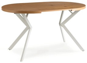 Stół Okrągły Rozkładany DORIAN 80-160 cm Dąb Złoty/Biały Skandynawski