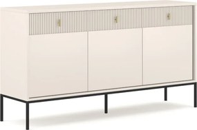 Komoda do Salonu Sypialni MARCOS 154 cm Kaszmir Ryflowana Trzydrzwiowa z Szufladami Nowoczesna