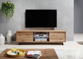 Szafka RTV Eleza z oświetleniem LED, wnęką na sprzęt i dwiema szafkami