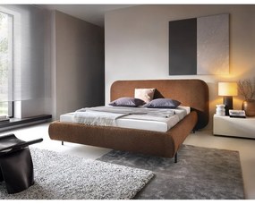 Tapicerowane łóżko dwuosobowe ze schowkiem ze stelażem 160x200 cm w kolorze terakoty Pointt – ELTAP