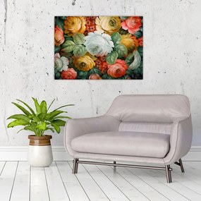 Obraz namalowanego bukietu kwiatów (70x50 cm)