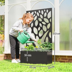 Outsunny Metalowa Podwyższona Grządka z Kratką, Montaż na Ścianie lub Wolnostojąca, Donica z Osłoną | Aosom PL