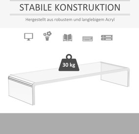 HOMCOM Podstawka pod monitor TV akrylowa przezroczysta elegancka 53x19x9cm | Aosom PL