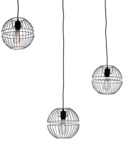 Nowoczesna lampa wisząca czarna 3-światłowa - Sphaera Nowoczesny Oswietlenie wewnetrzne