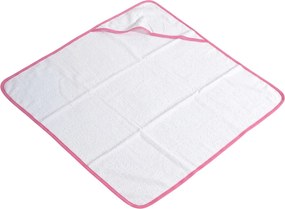 Ręcznik kąpielowy dziecięcy z kapturem BABY 75x75 cm, biały/różowy