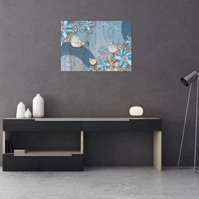 Obraz na szkle - Niebieskie kwiaty (70x50 cm)