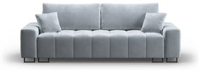 Jasnoniebieska aksamitna rozkładana sofa ze schowkiem 250 cm Wicklow – Cosmopolitan Design