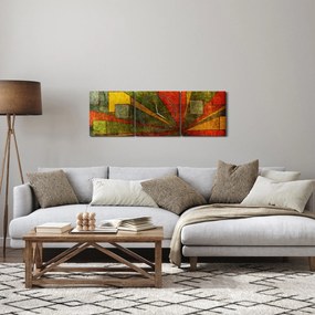 Obraz abstrakcji geometrycznej (z zegarem) (90x30 cm)
