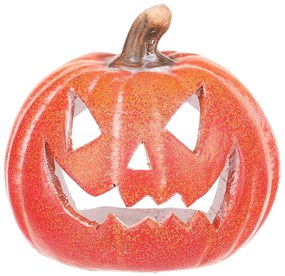 Świecznik Dynia z twarzą mała pomarańczowy,ceramika, śr. 10 cm, śred. 10 cm