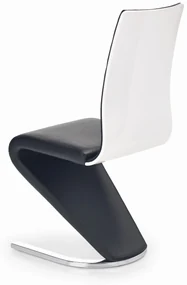 K194 krzesło czarny tapicerowane metalowe chromowane eco skóra płozy