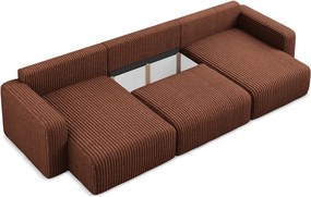 Sztruksowy rozkładany/ze schowkiem narożnik (w kształcie litery U) w kolorze terakoty Kona – Makamii